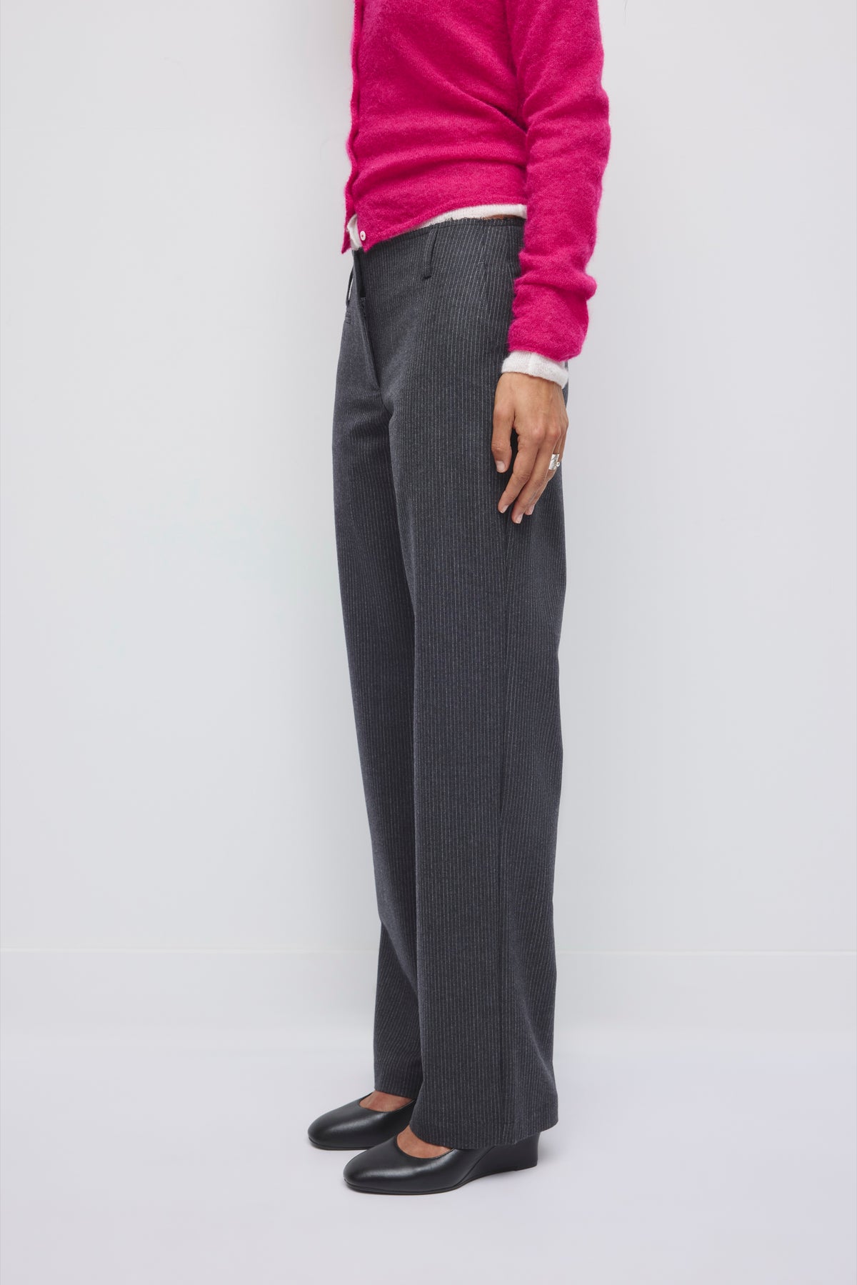 Pantalon Lana pour Femme en fines rayures anthracite