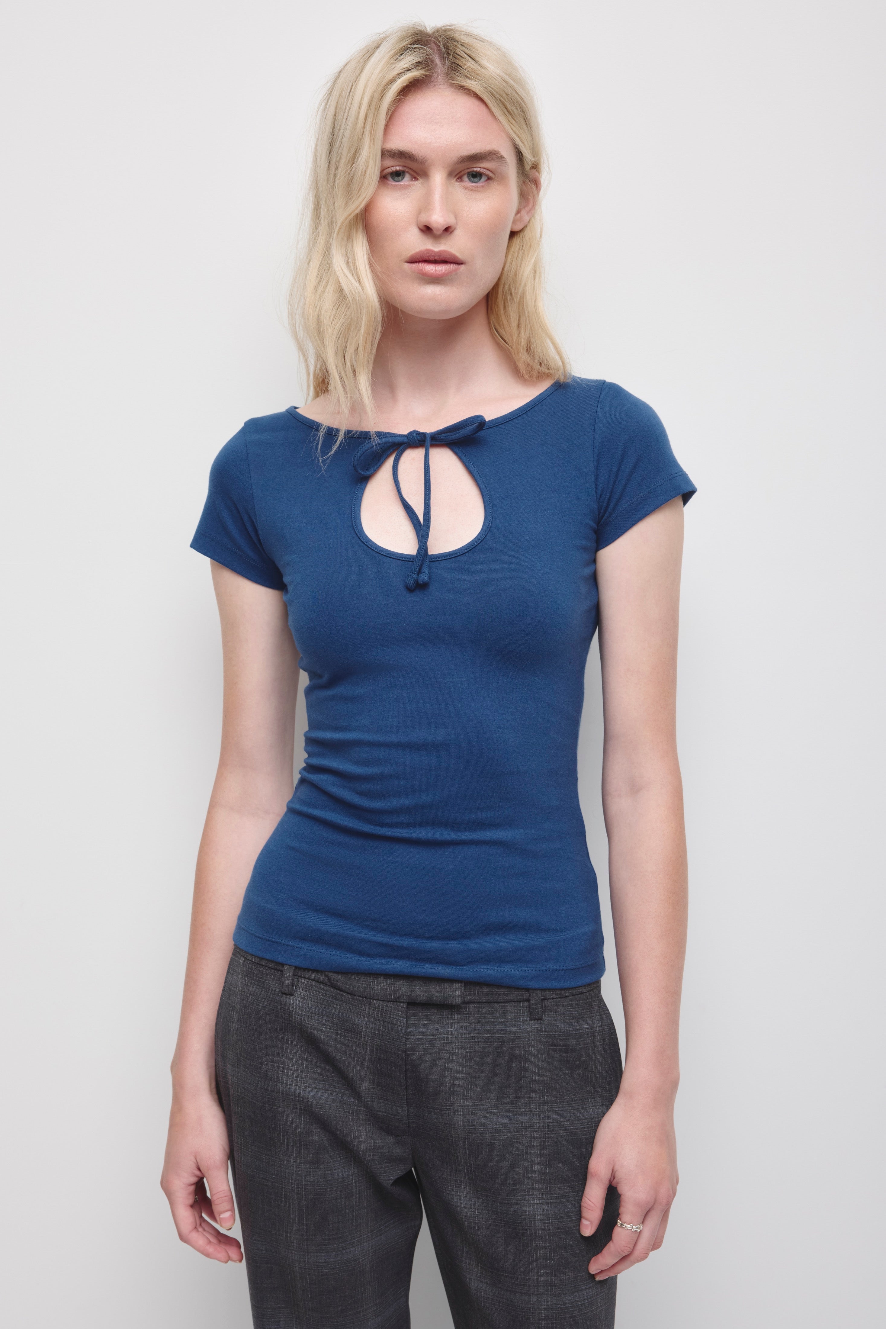 T-shirt Keyhole Layn pour Femme en bleu Pacifique