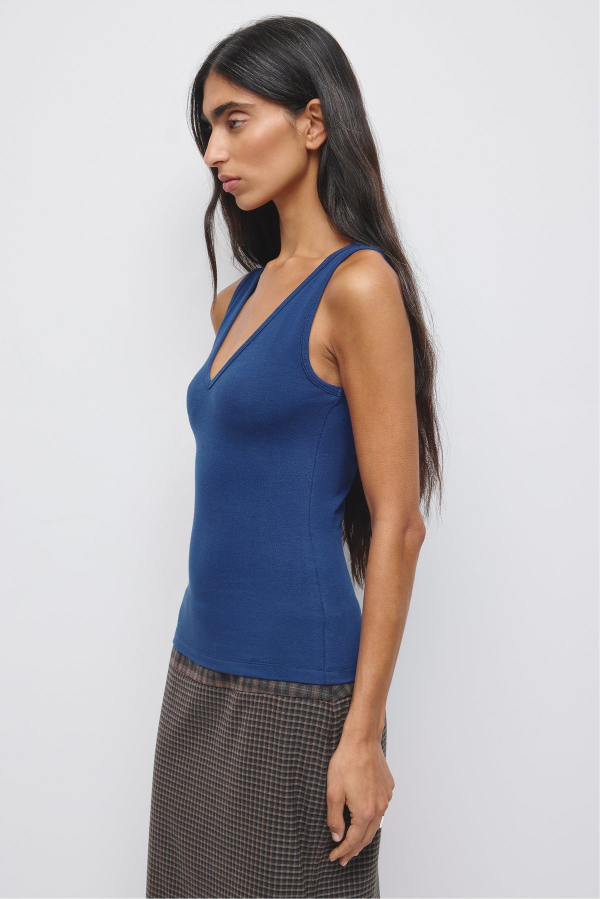 Women's Layn V-Neck Tank in Pacific Blue