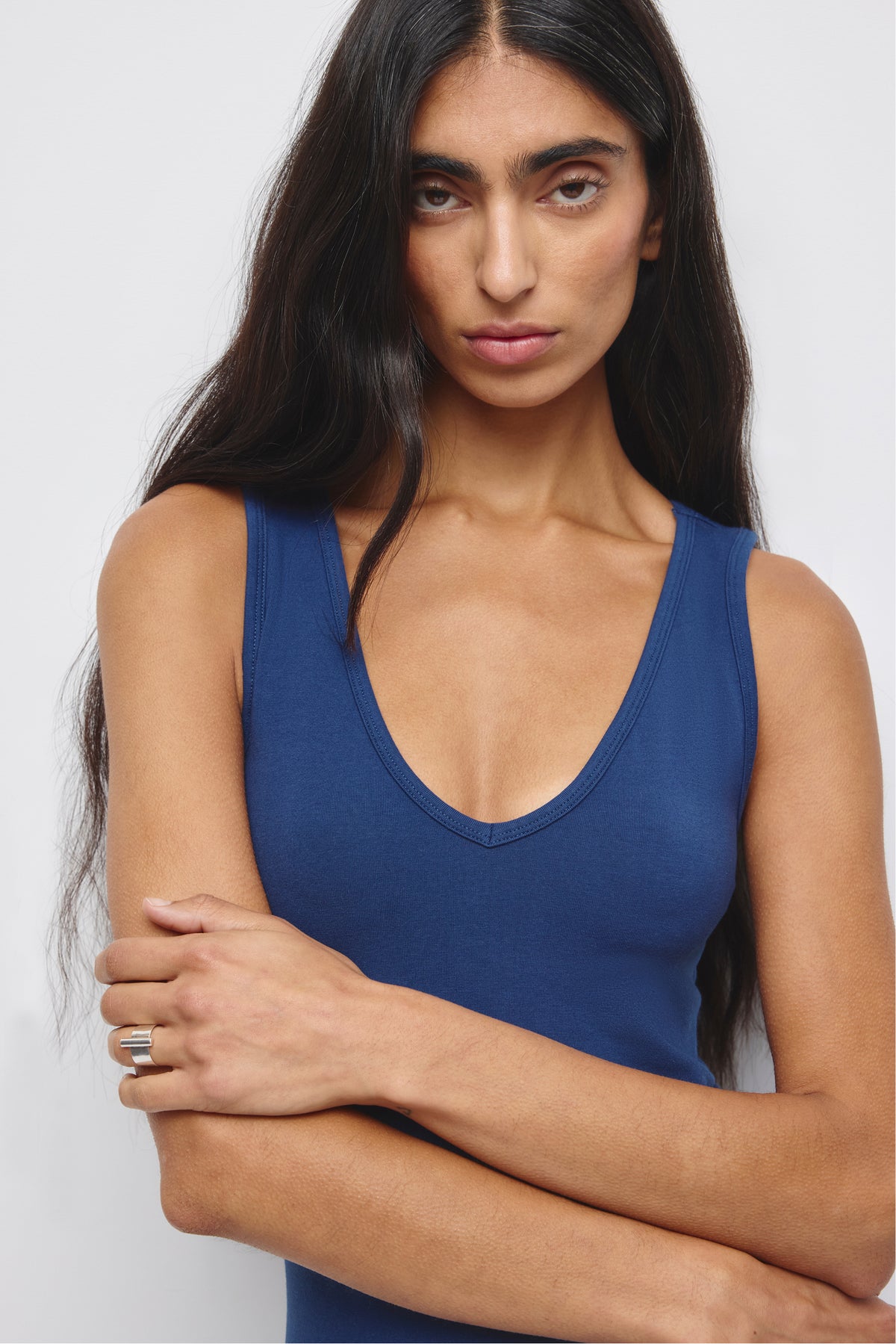 Women's Layn V-Neck Tank in Pacific Blue