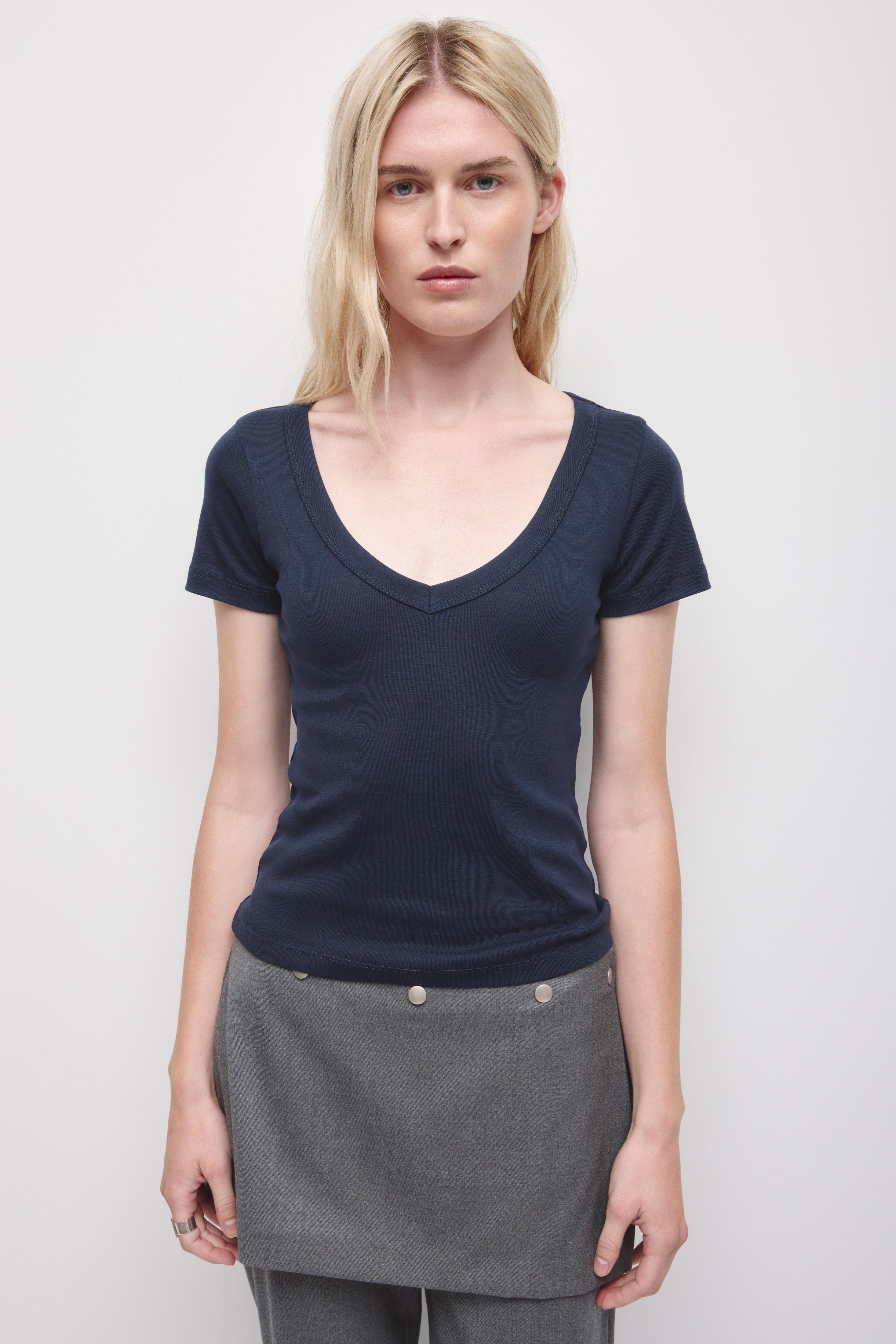 Women's Low V-Neck Tee in Deep Ocean