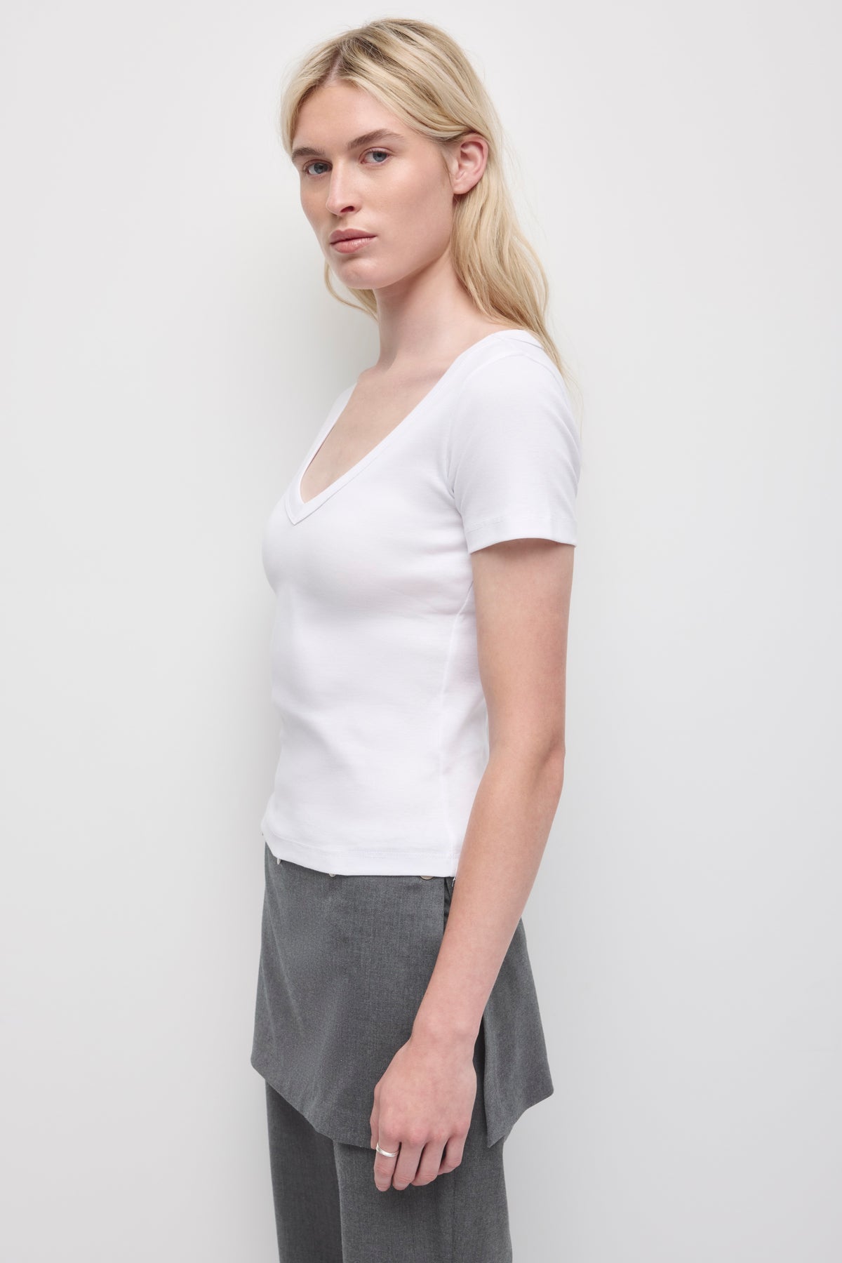 Women's Low V-Neck Tee in White