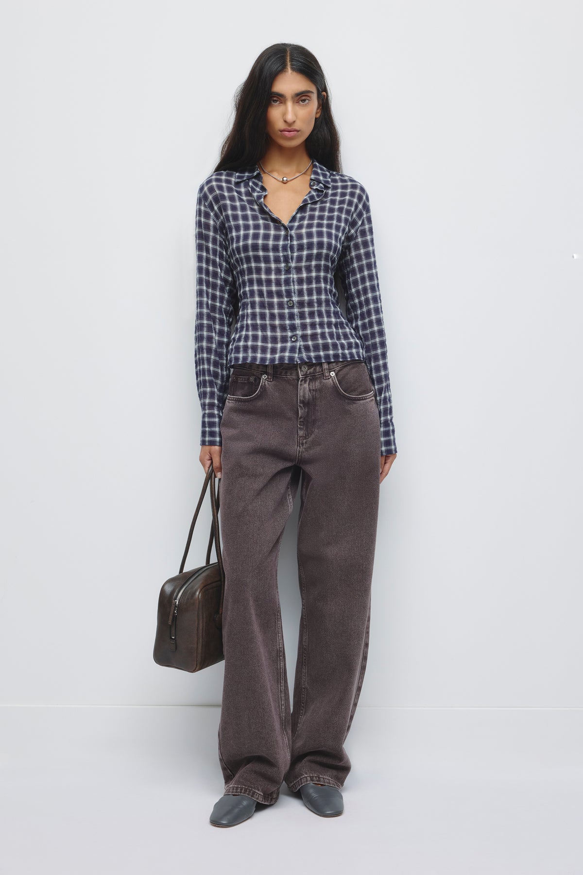 Chemise à carreaux Luma pour femme en carreaux océan profond