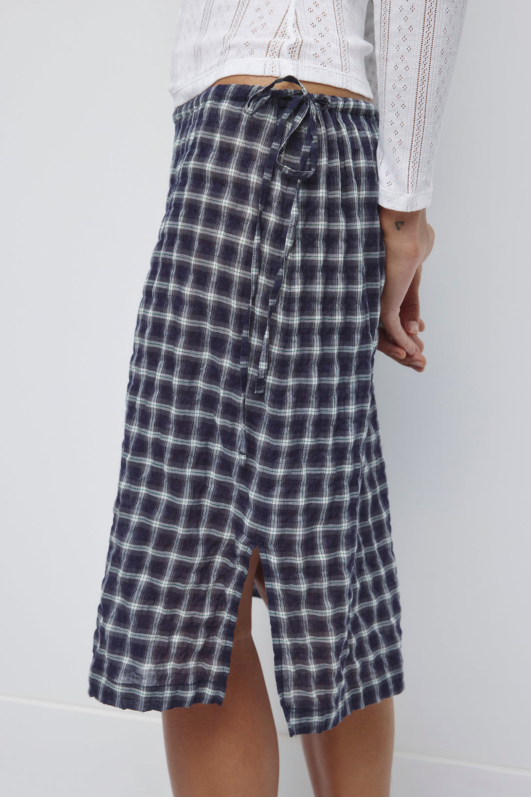 Women's Luma Check Skirt in Deep Ocean Check