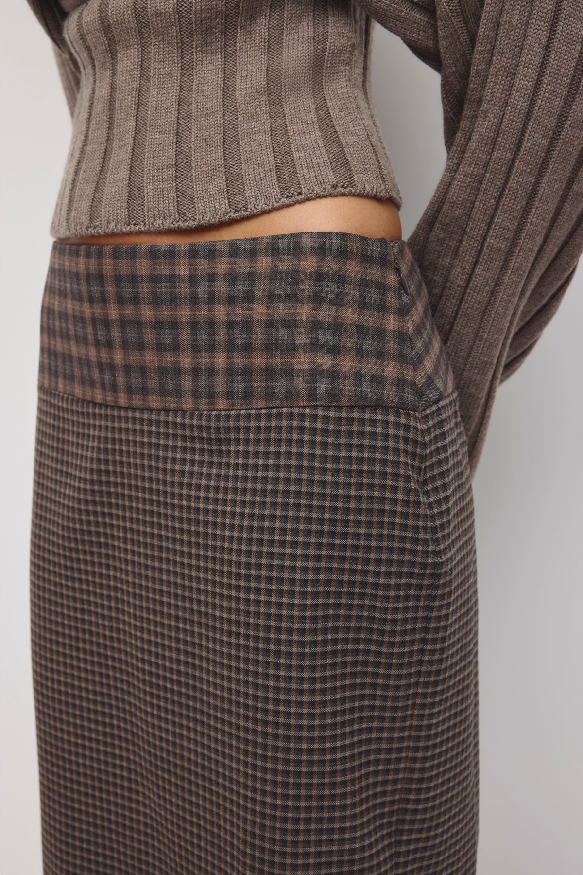 Jupe Patchwork Maryam Femme en carreaux anthracite/taupe