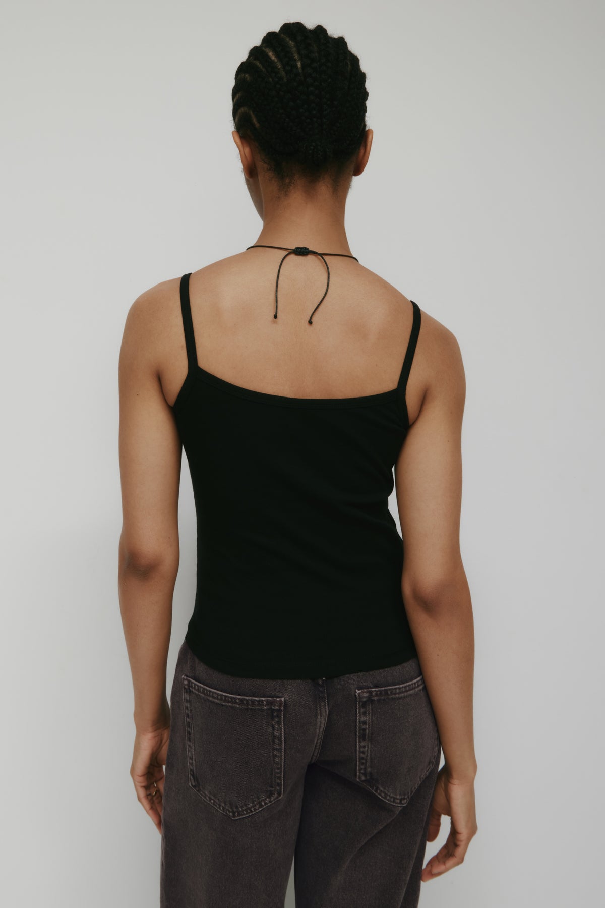 Débardeur micro-côtes pour femmes en noir