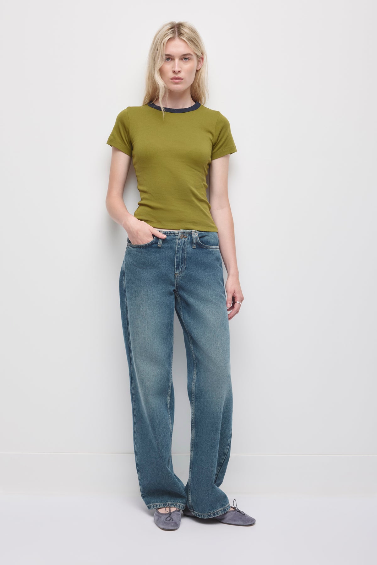 Women's Micro Rib Tee  in Cardamom/Deep Ocean