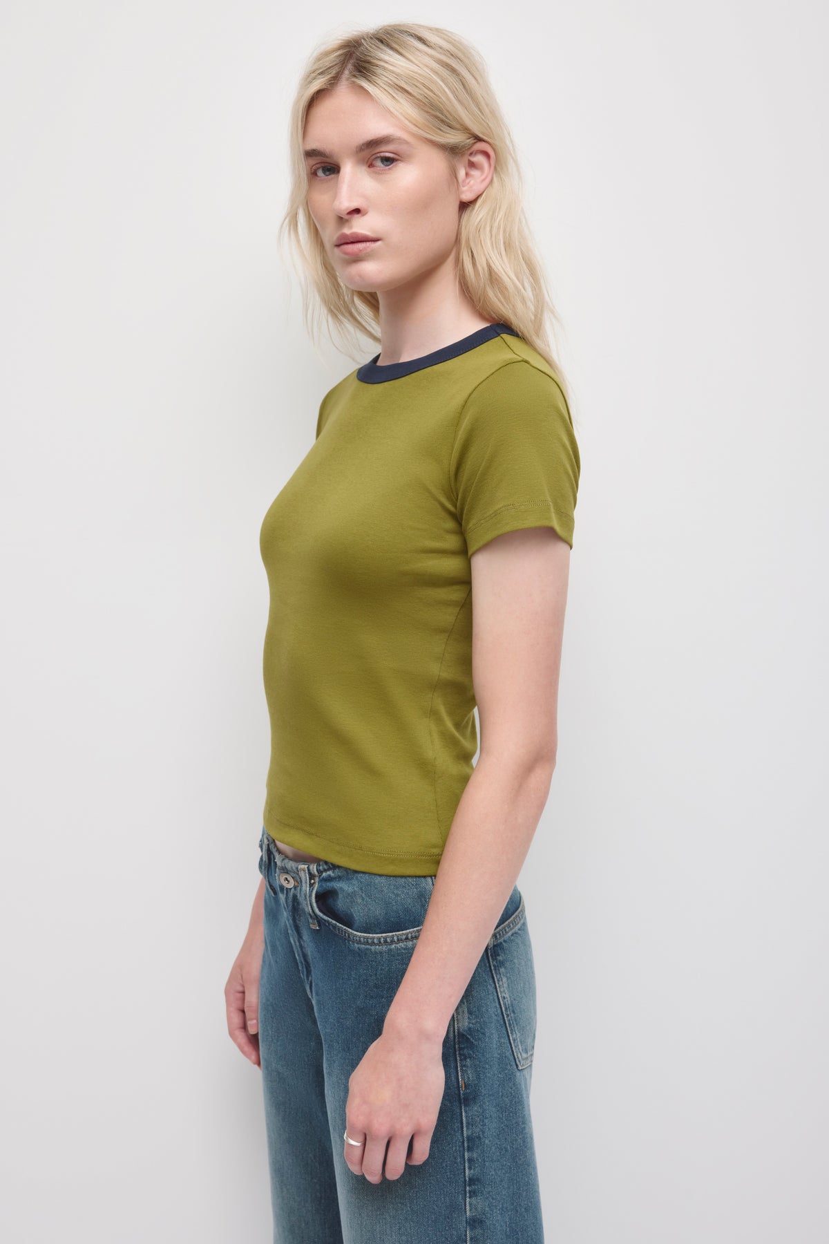 Women's Micro Rib Tee  in Cardamom/Deep Ocean