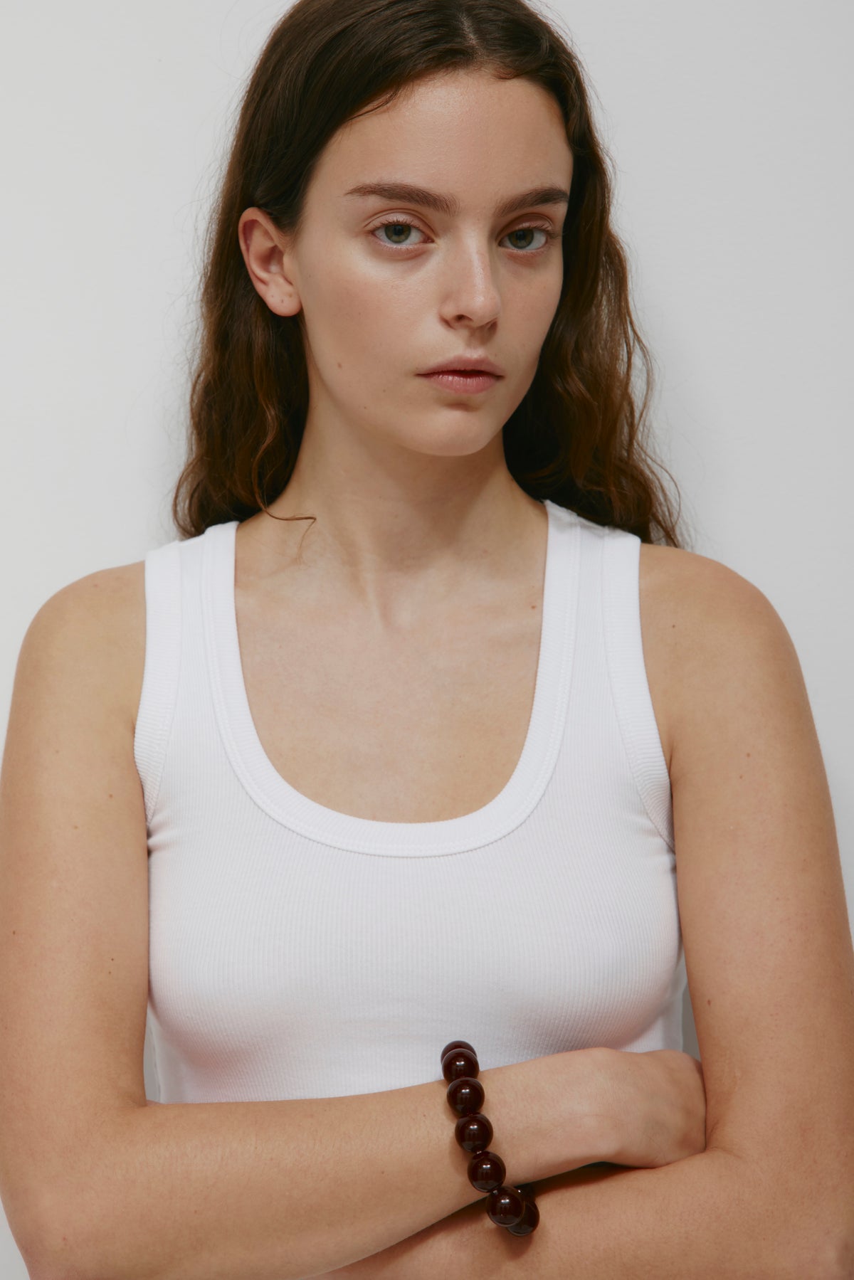 Débardeur à encolure dégagée pour femme en blanc