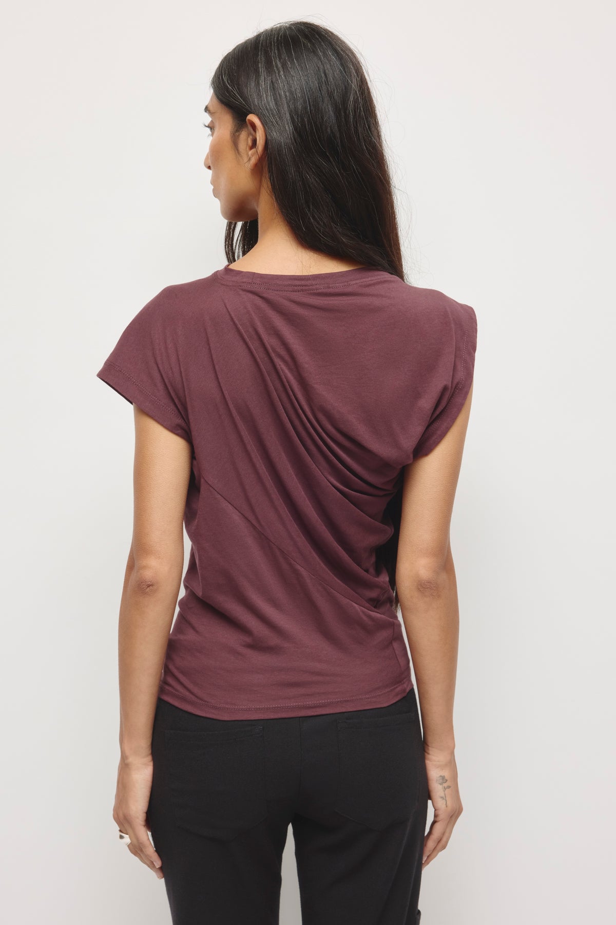 T-shirt Mina Twisted pour femme en prune chocolat