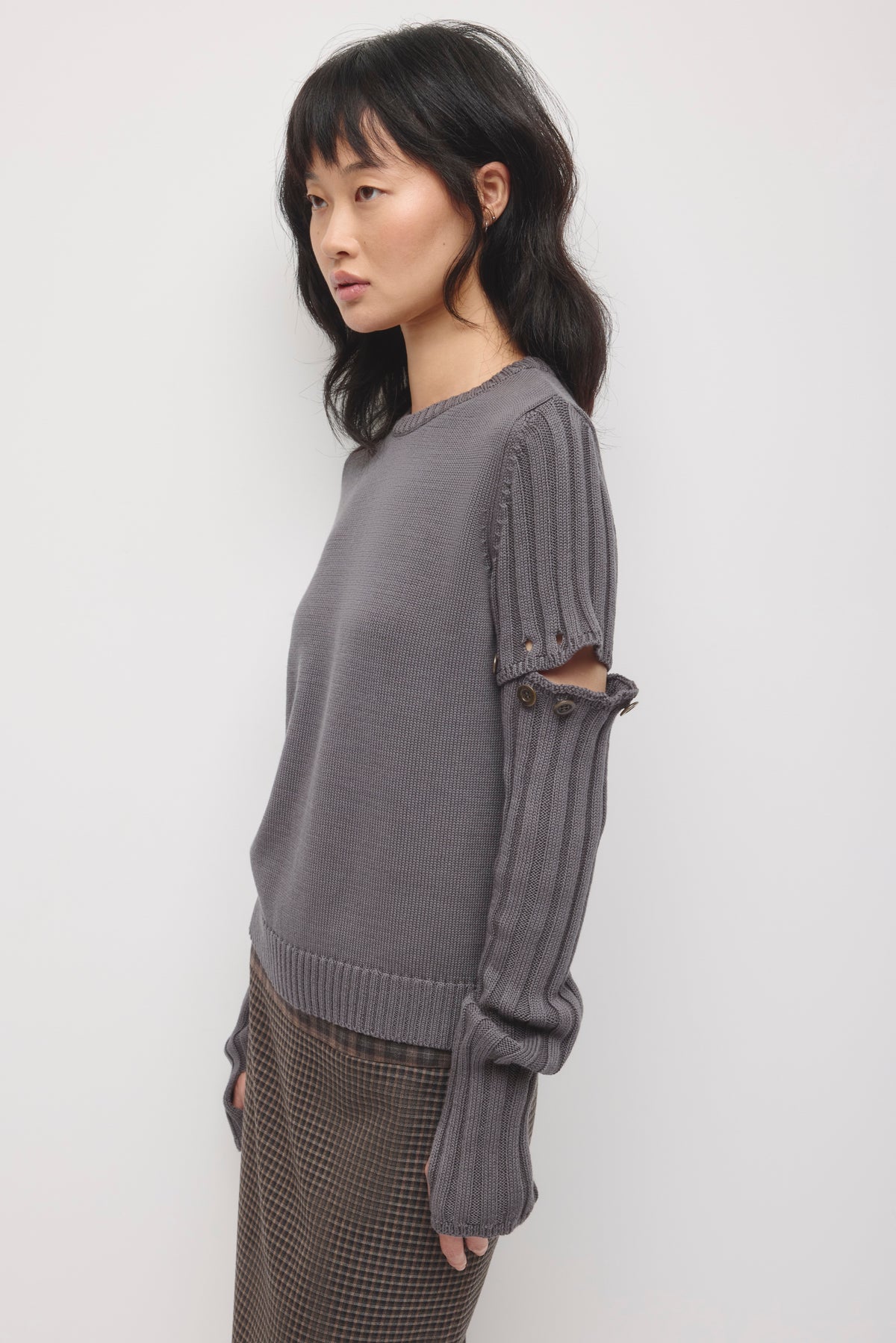 Chandail boutonné modulaire pour femme en orage