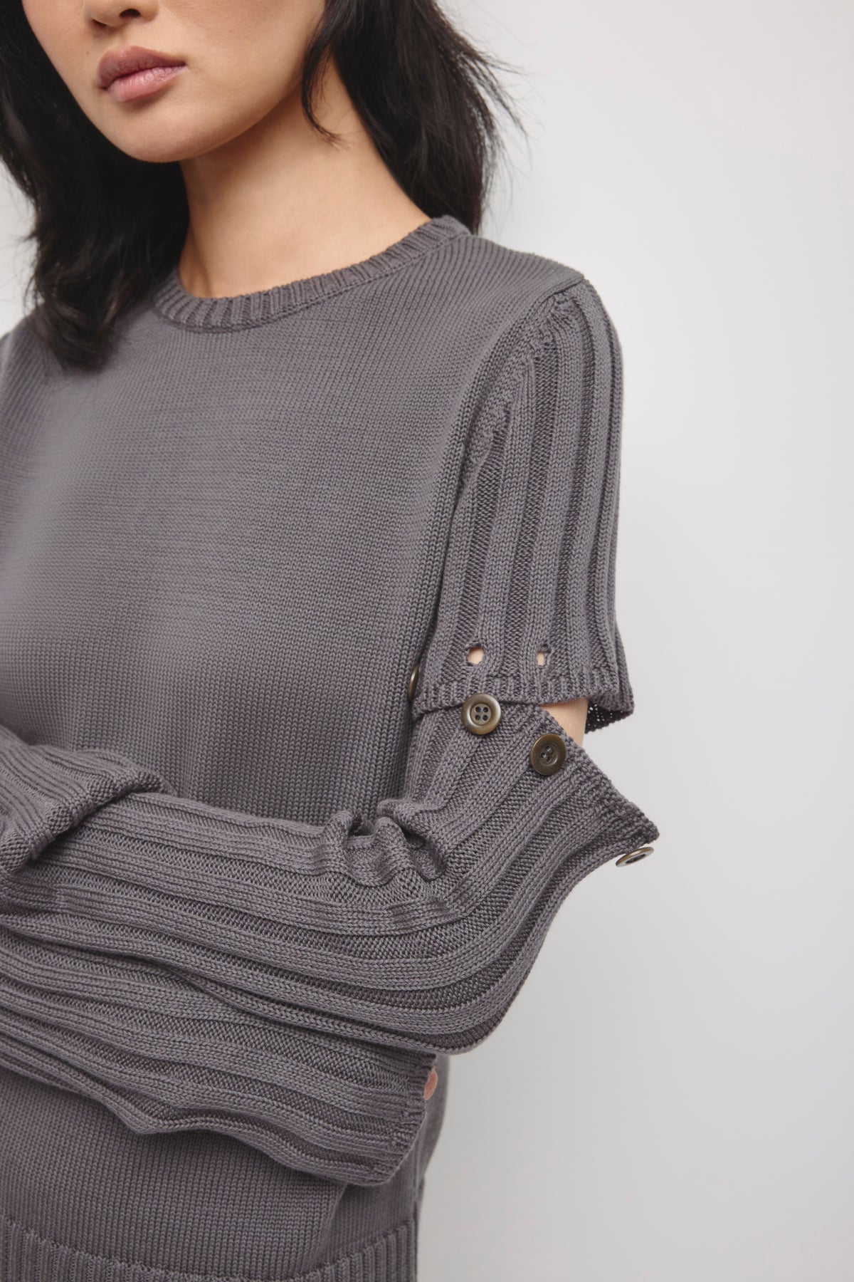 Chandail boutonné modulaire pour femme en orage