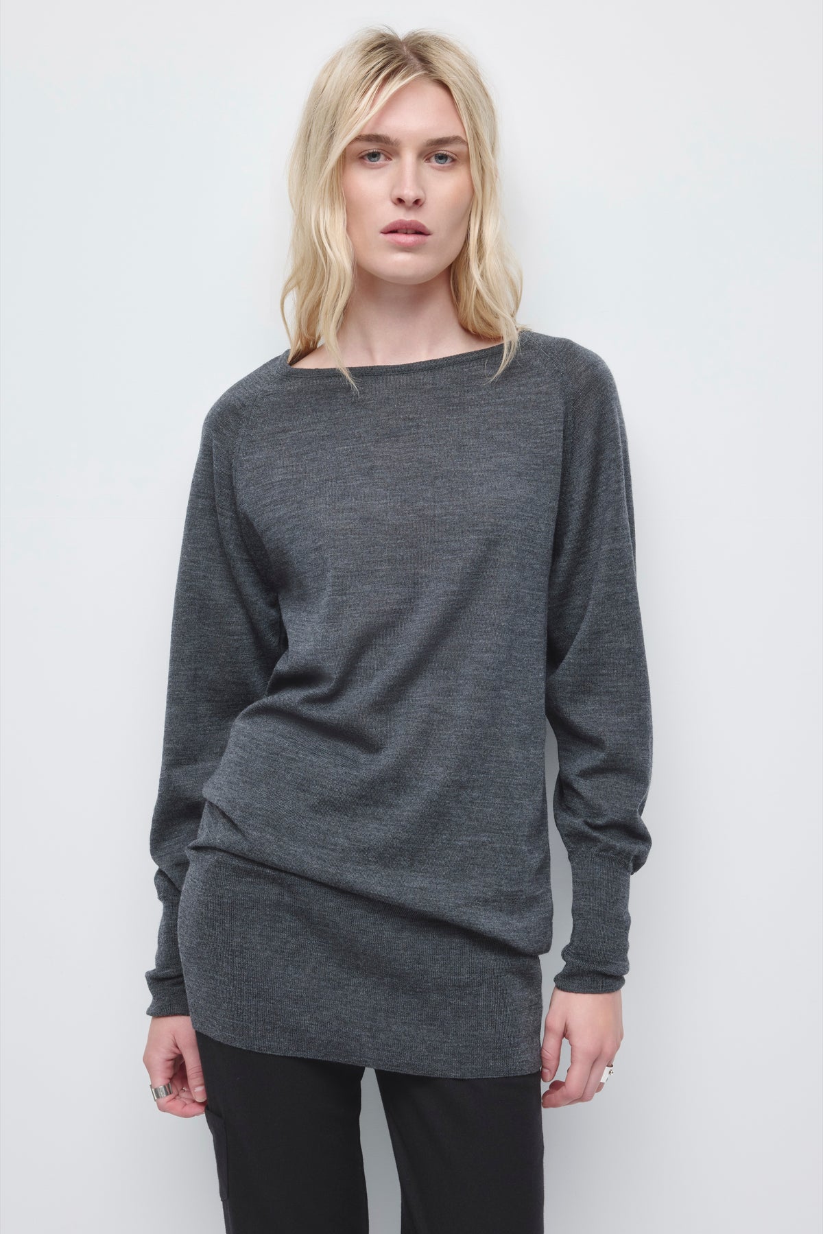 Women's Mona Merino Dolman Sweater in Charcoal Melange