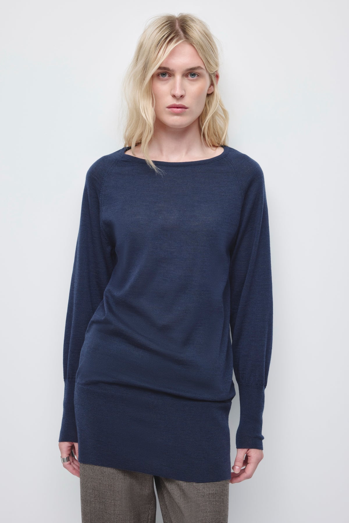 Chandail Mona Merino à manches dolman pour femme en océan profond chiné