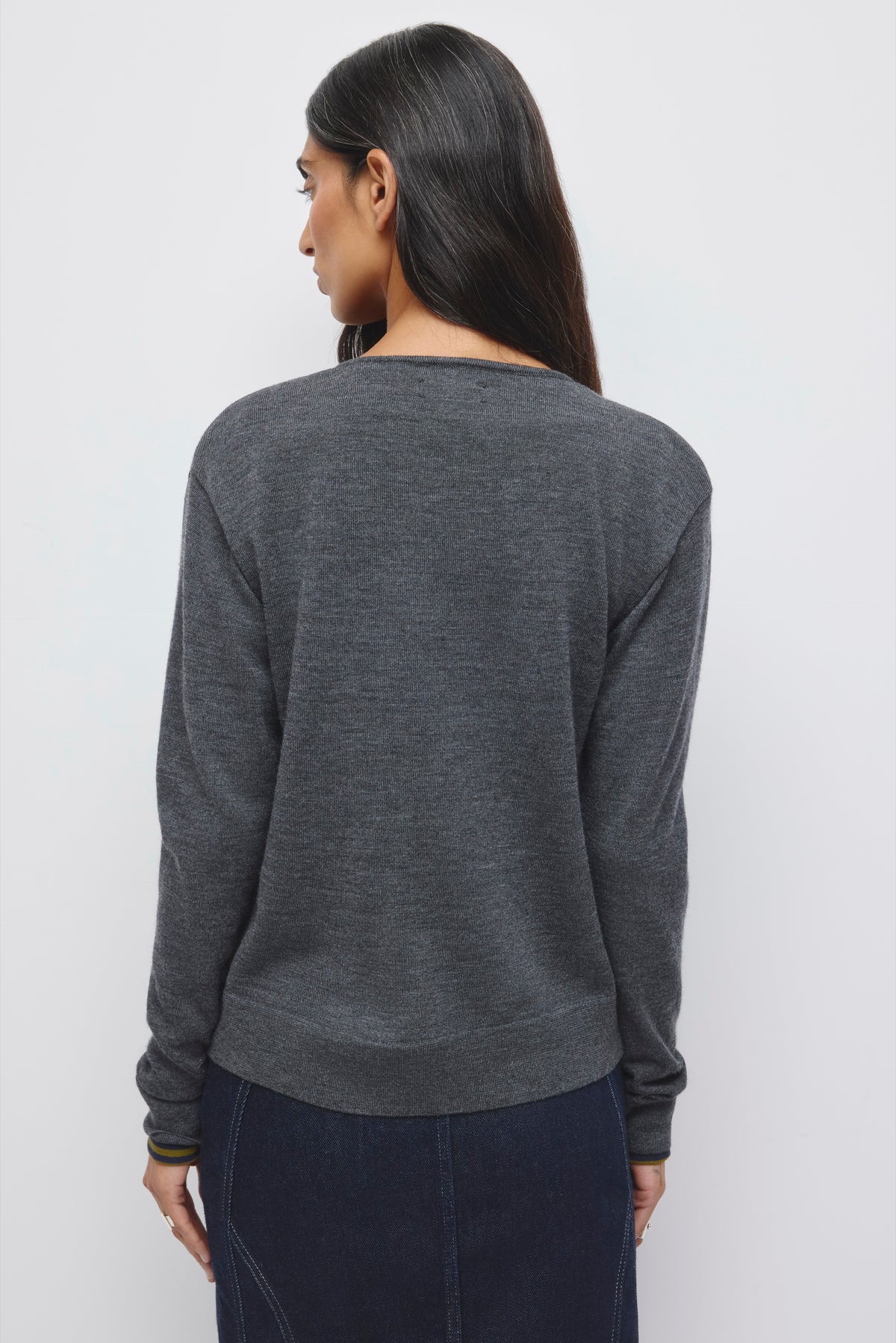 Women's Mona Merino Cardigan in Charcoal Melange