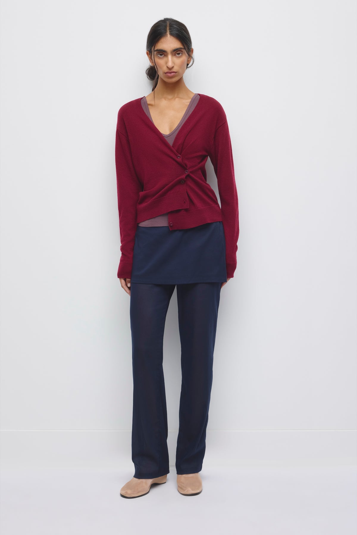 Cardigan Mona en laine mérinos pour femmes en porto tawny