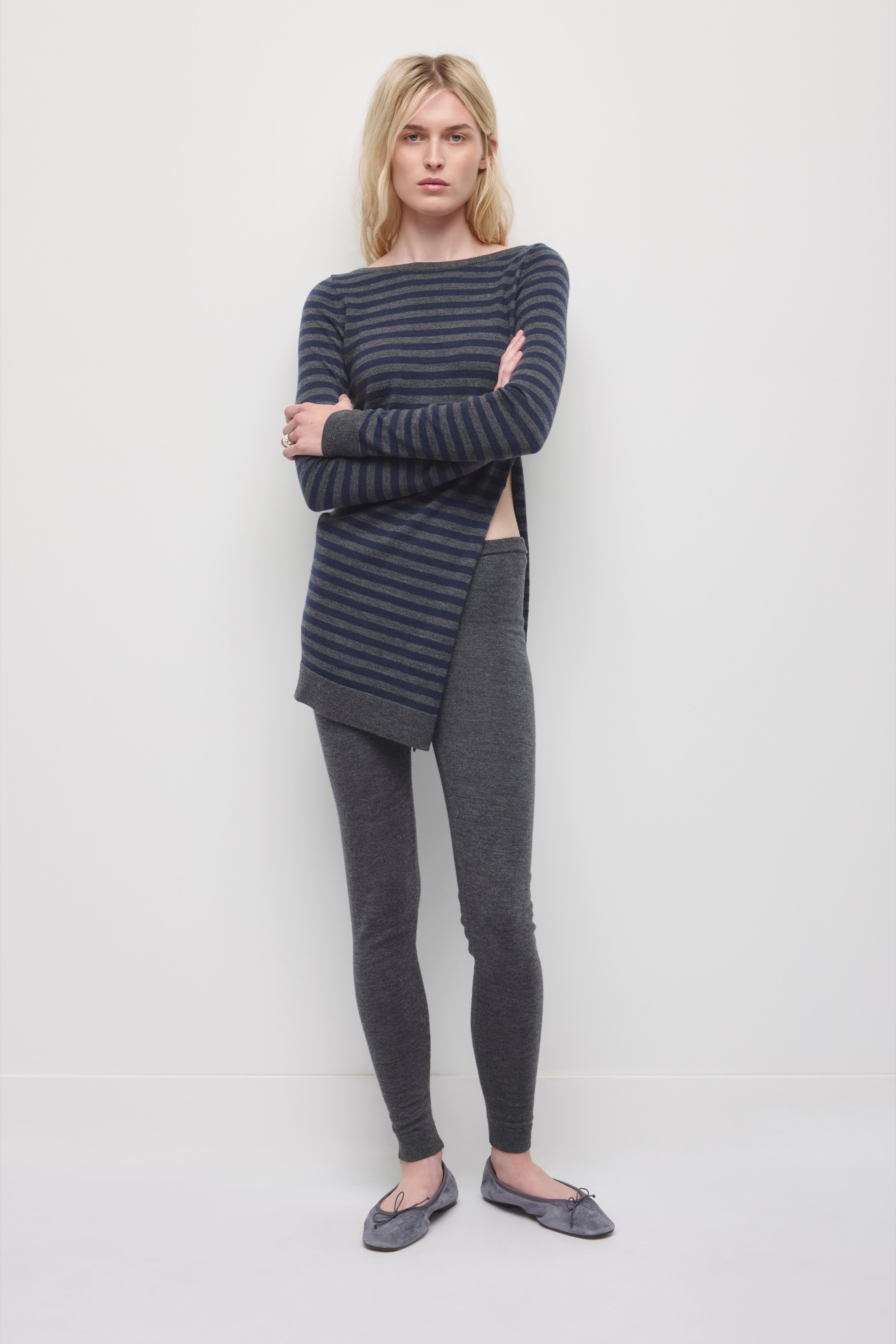 Pantalon de jogging à lien latéral pour femme en charcoal Melange