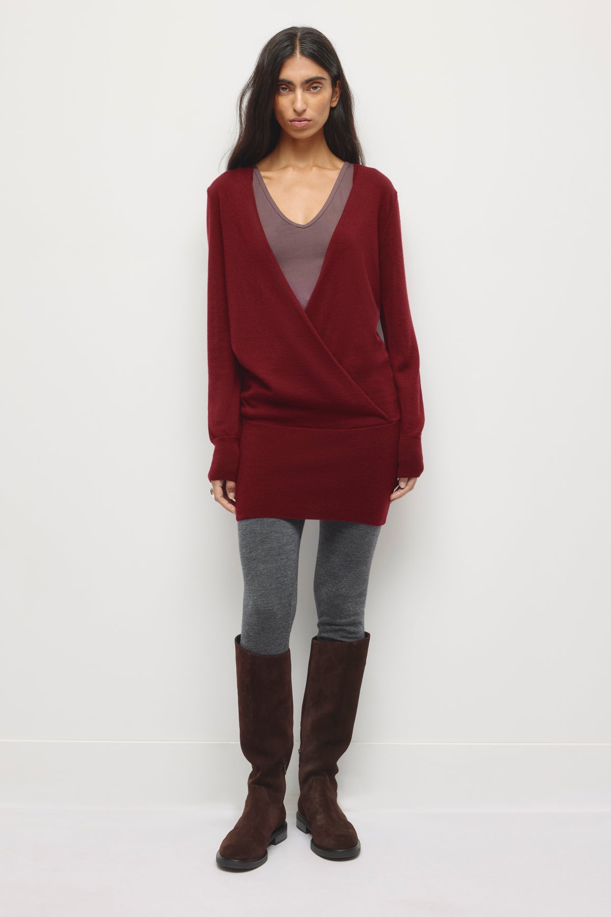 Women's Mona Merino Wrap Sweater in Tawny Port