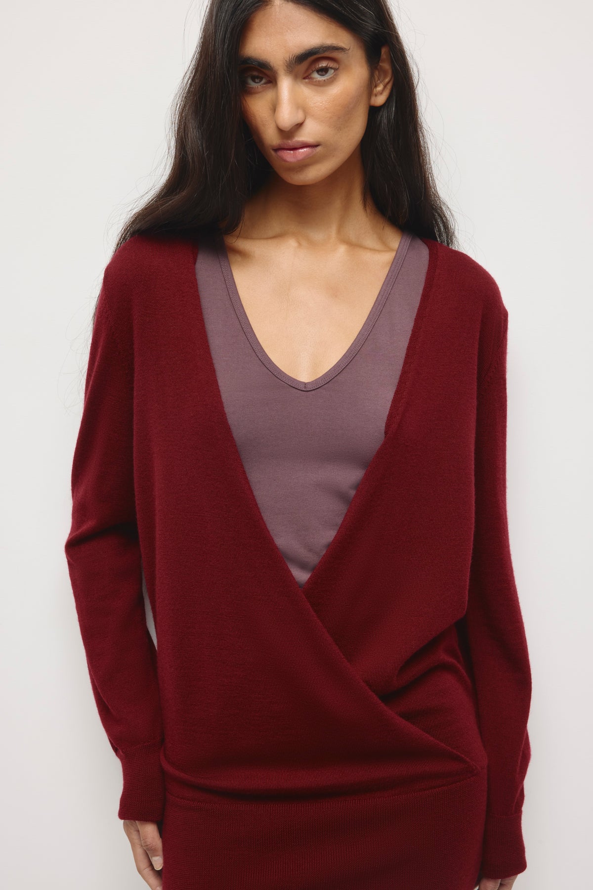 Women's Mona Merino Wrap Sweater in Tawny Port