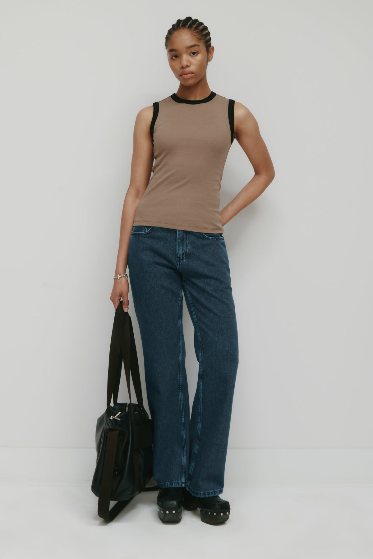 Débardeur musclé pour femmes en taupe/Noir