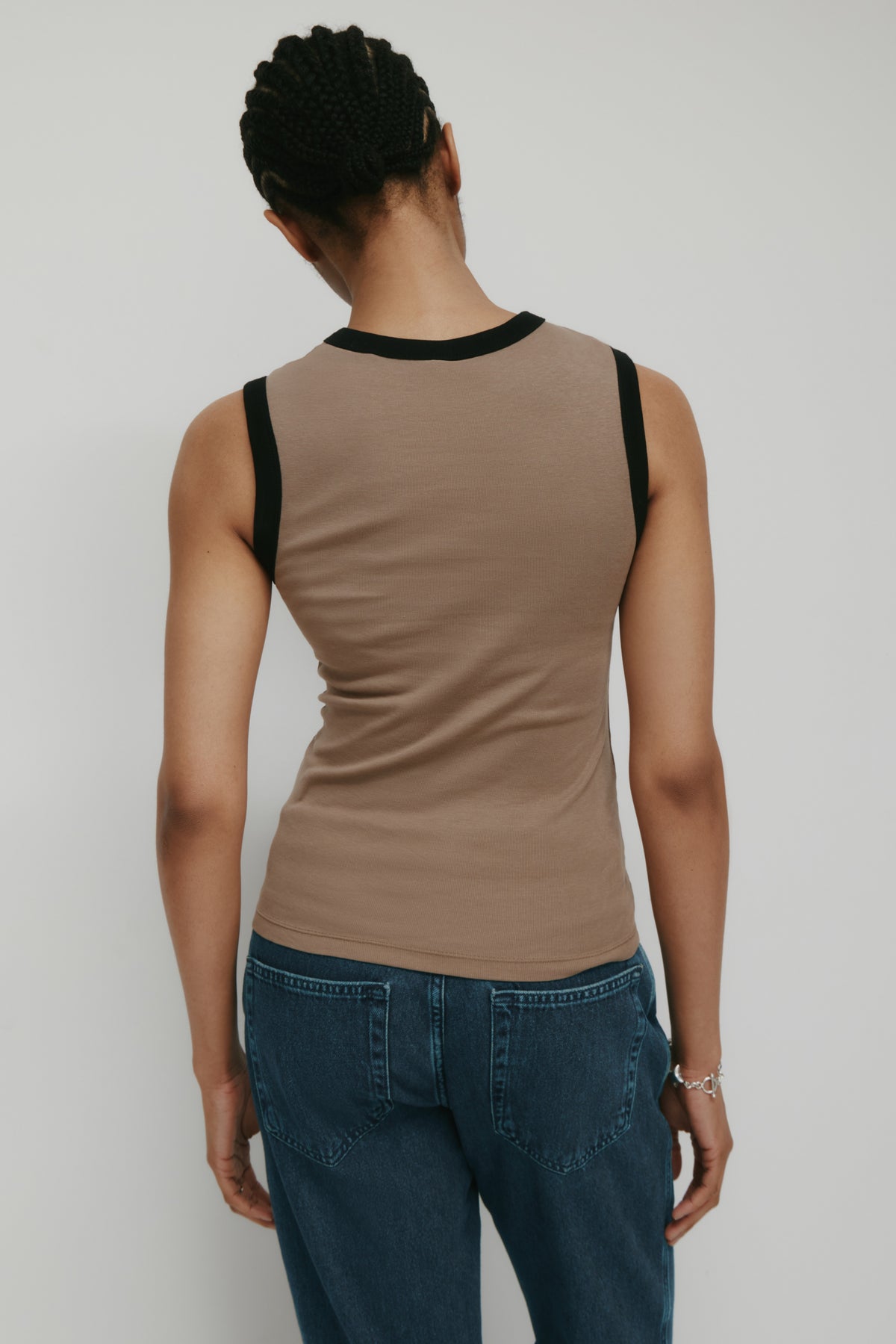 Débardeur musclé pour femmes en taupe/Noir