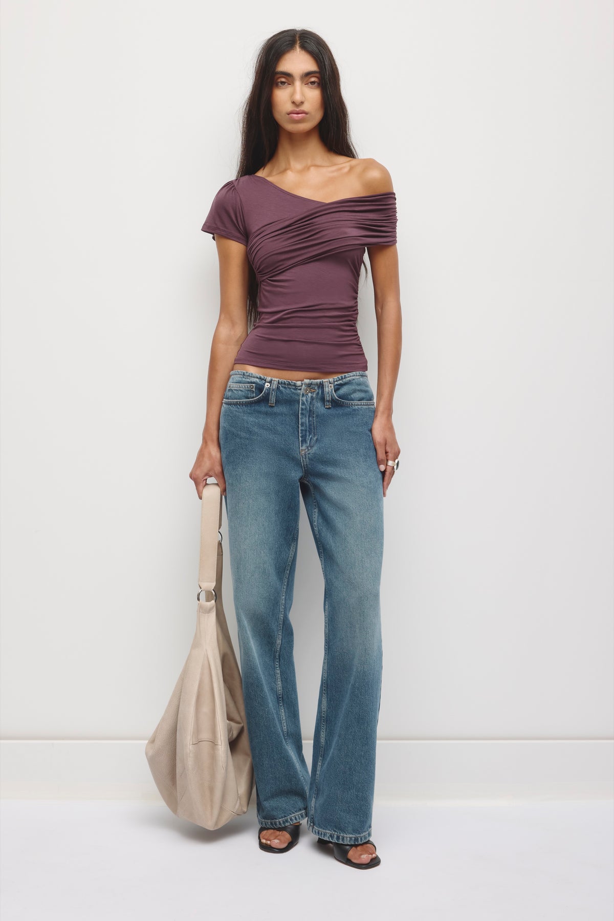 Women's Nayla Asymmetric Tee in Chocolate Plum
