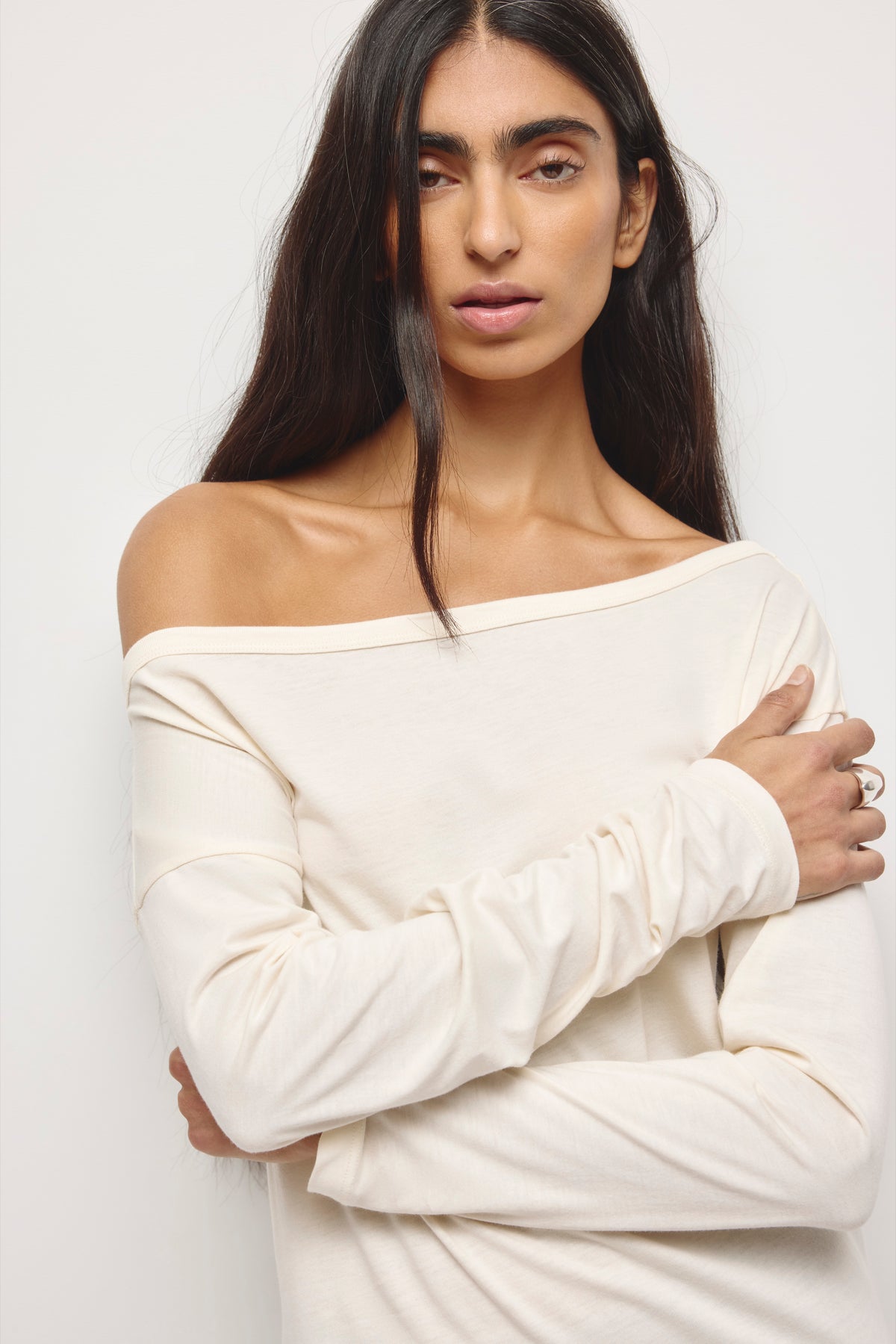 Women's Off Shoulder Longsleeve Tunic in Birch