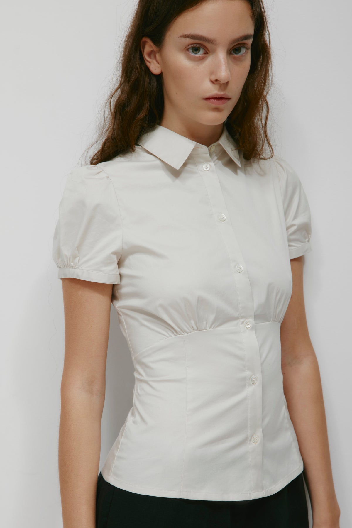 Chemise à manches bouffantes pour femme en fog