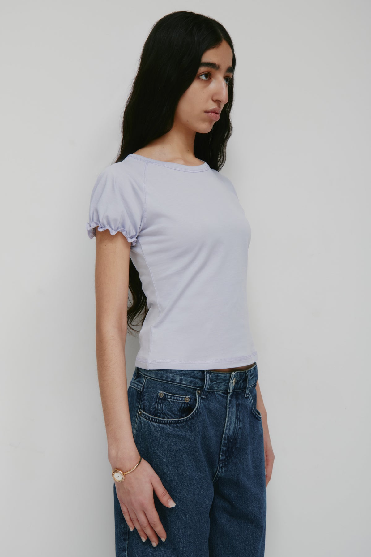 T-shirt à manches bouffantes pour femme en chardon