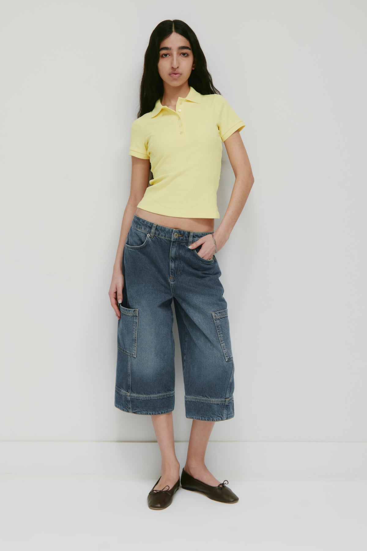 Polo à côtes pour femme en sorbet