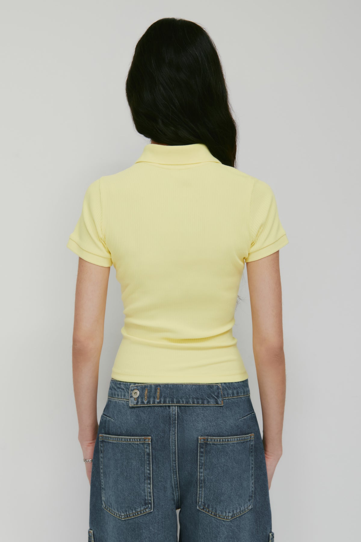 Polo à côtes pour femme en sorbet