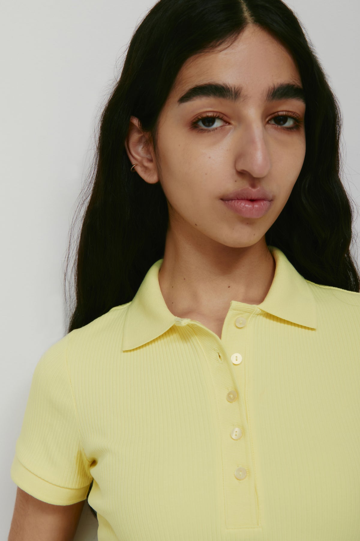 Polo à côtes pour femme en sorbet