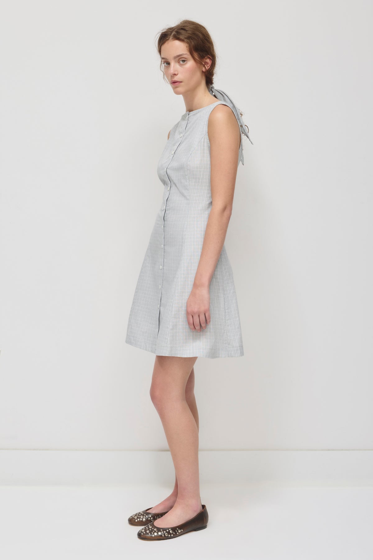Women's Rima Boatneck Dress in Dune Grass Check