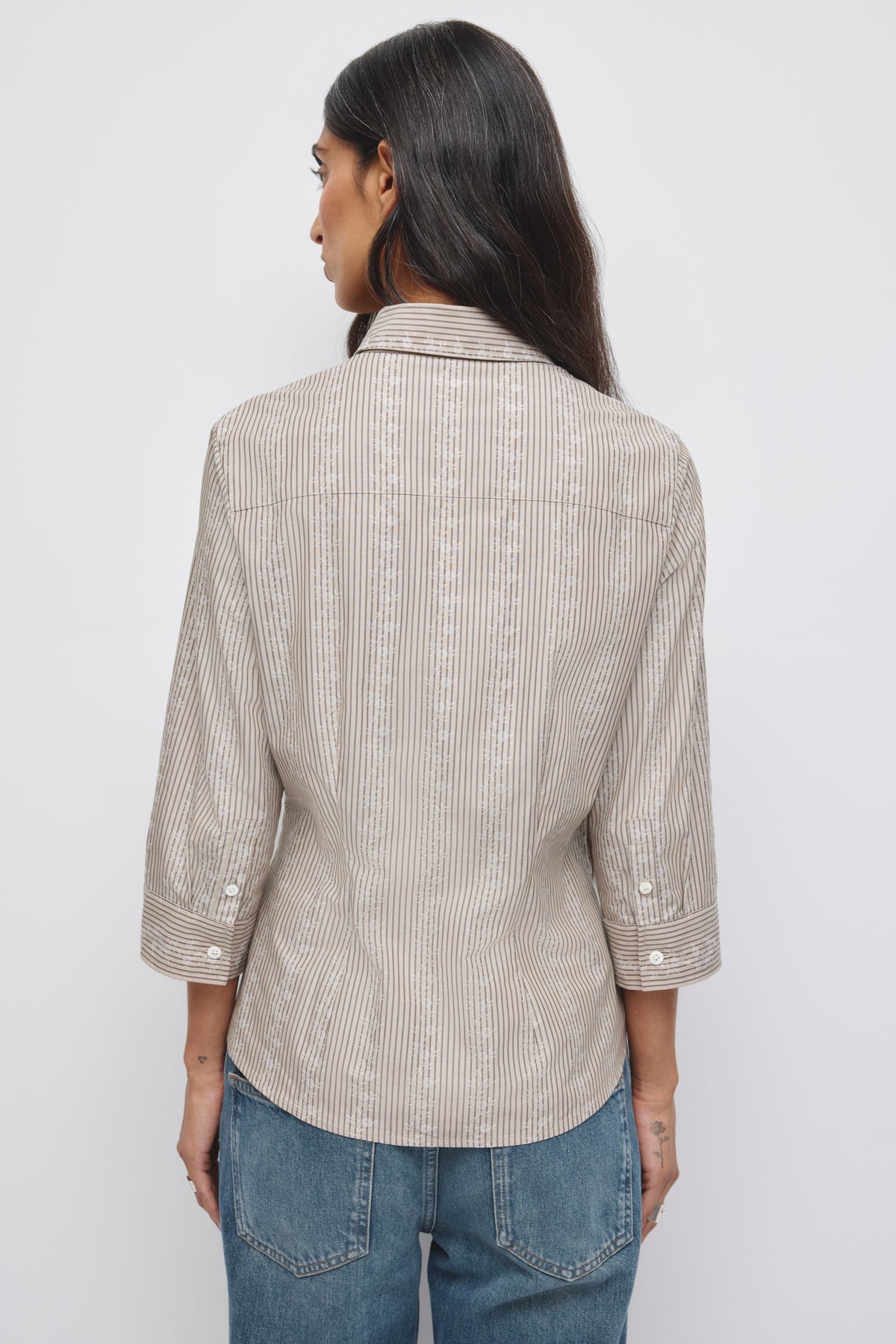 Women's Sanaa Shirt in Taupe Stripe