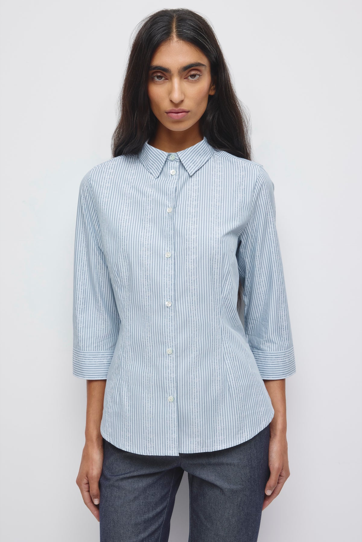 Women's Sanaa Shirt in Winter Sky Stripe
