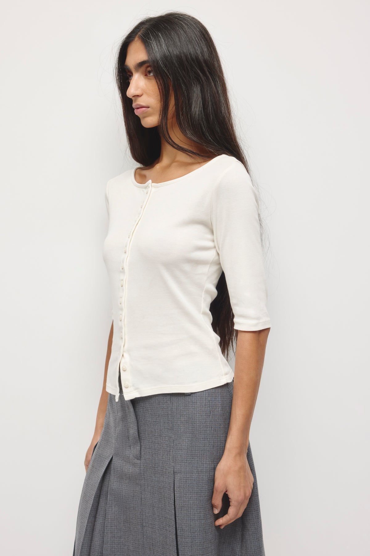 Women's Shortsleeve Cardigan in Marshmallow