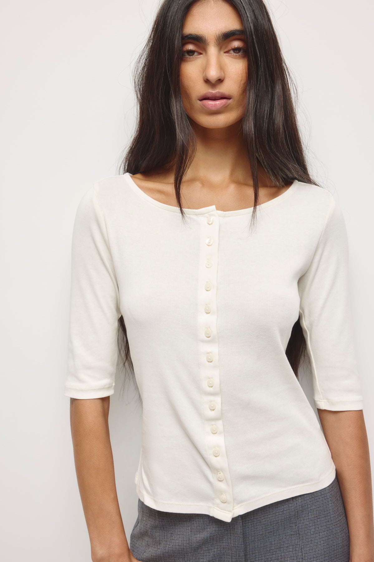 Women's Shortsleeve Cardigan in Marshmallow