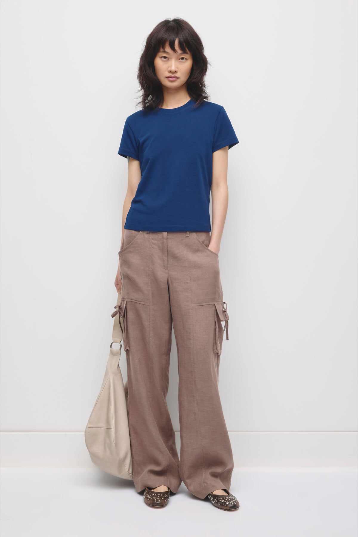 T-shirt rétréci pour femmes en bleu Pacifique