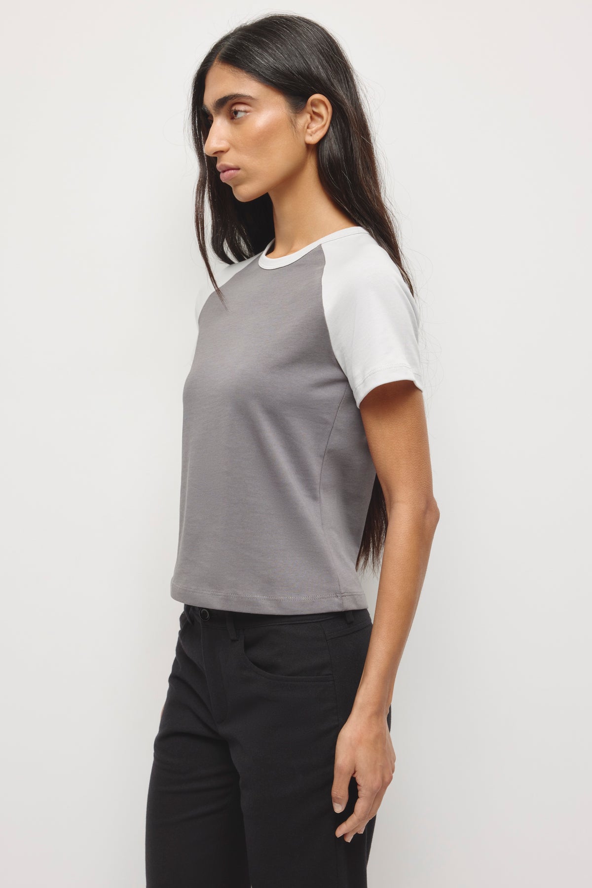 Women's Shrunken Varsity Tee in Thunderstorm/Haze