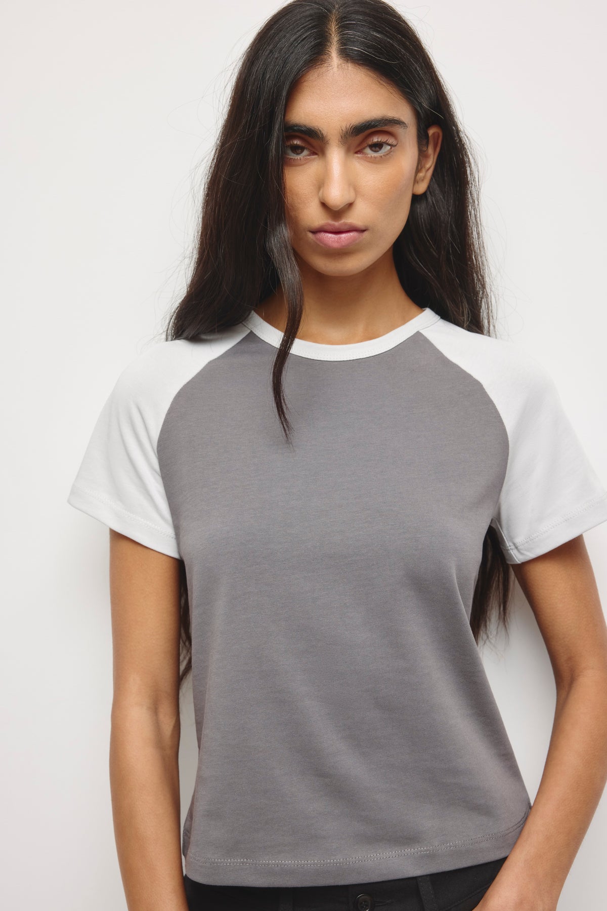 Women's Shrunken Varsity Tee in Thunderstorm/Haze