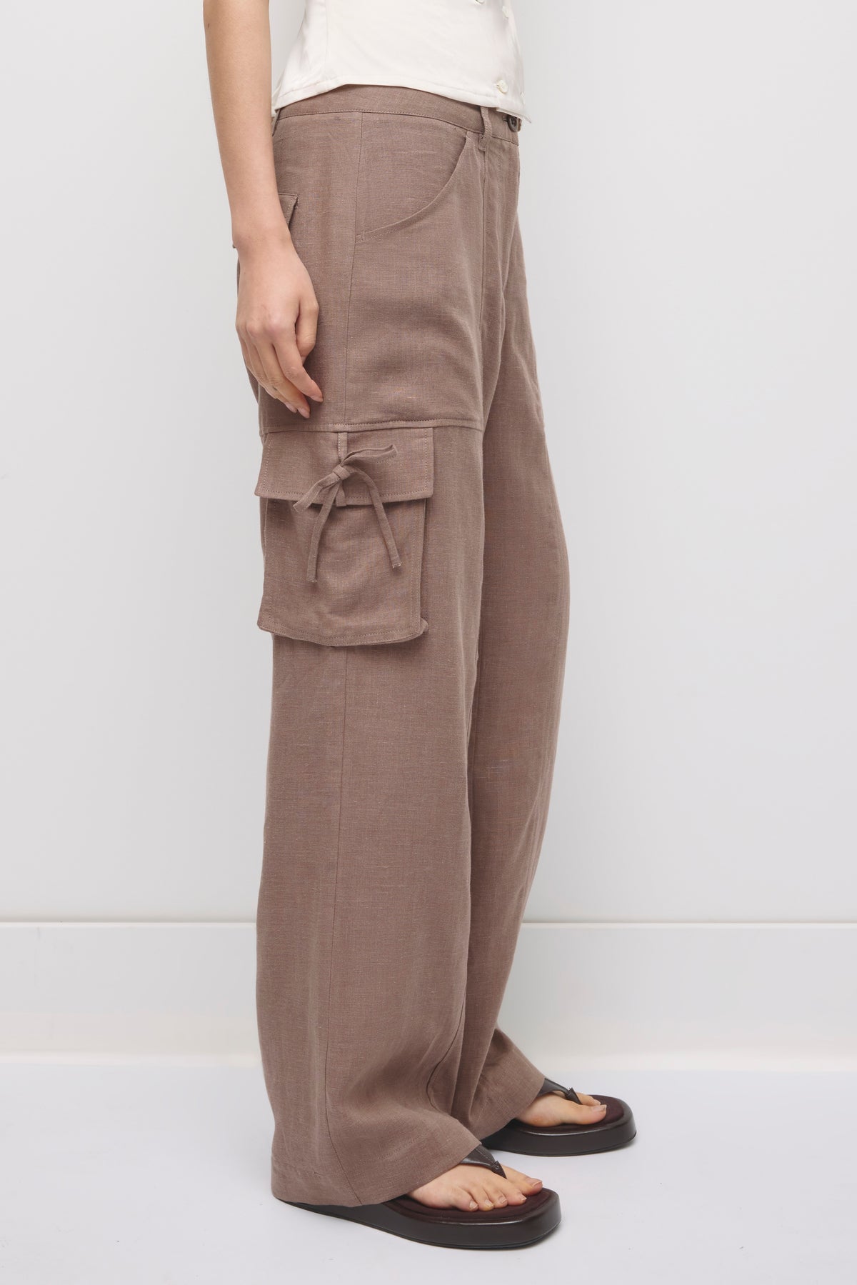 Women's Sila Linen Tie Pant in Bark