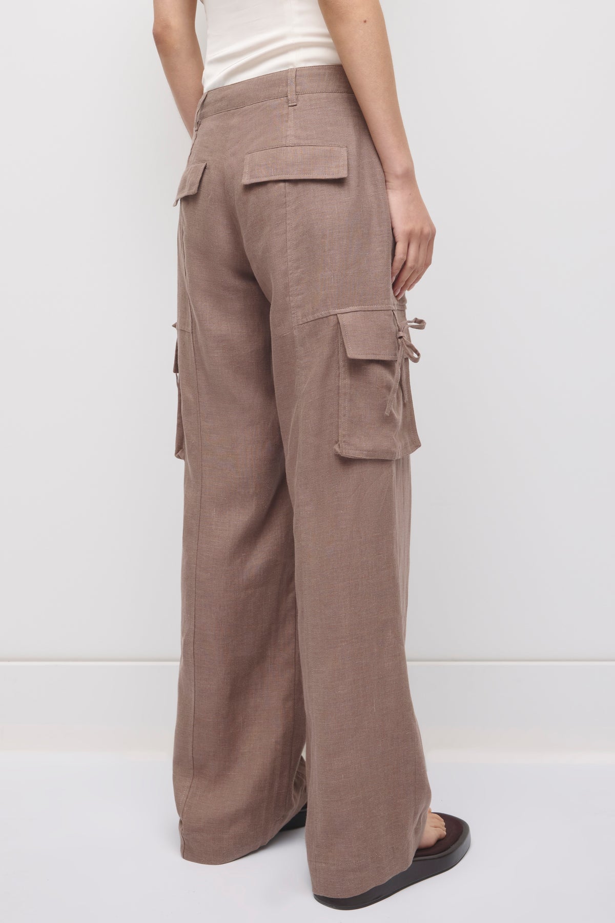 Women's Sila Linen Tie Pant in Bark