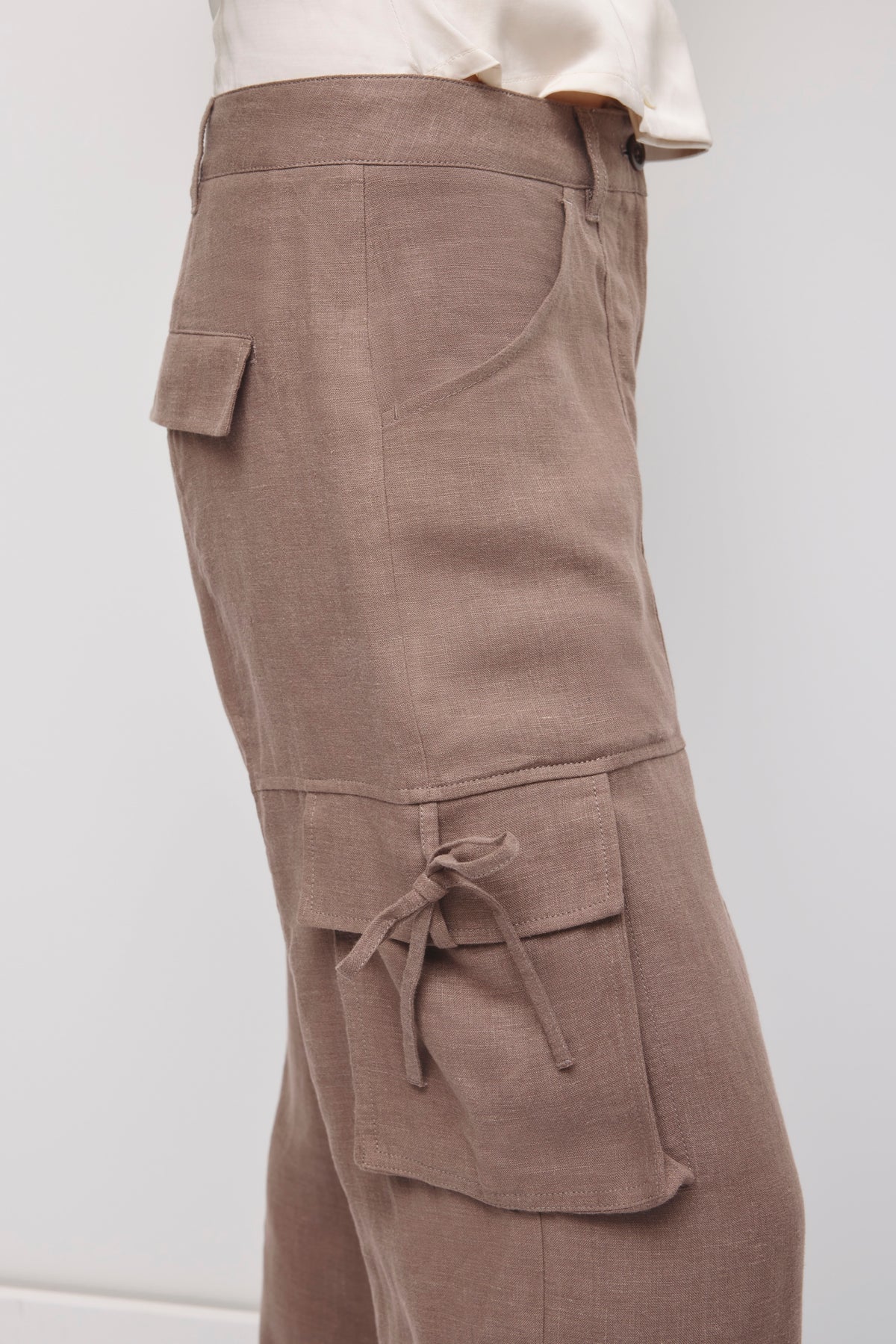 Women's Sila Linen Tie Pant in Bark