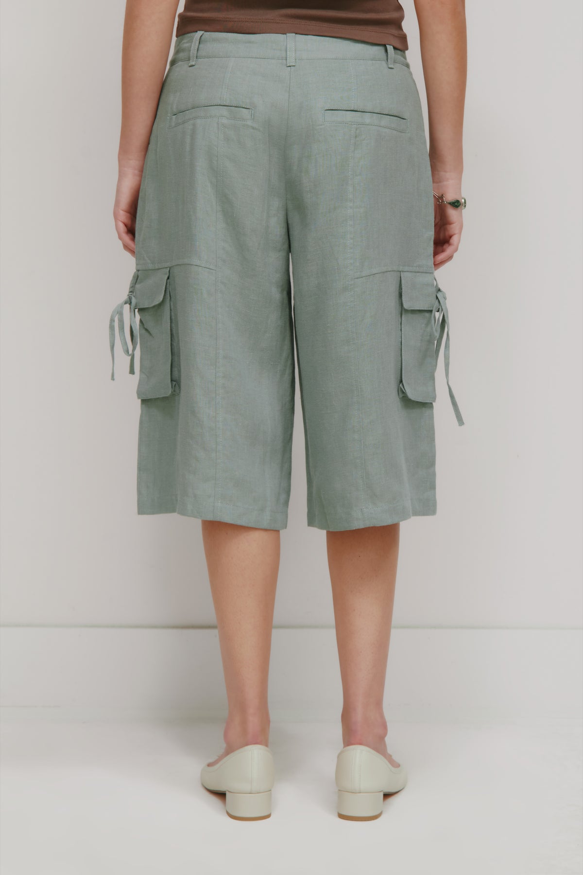 Short à nouer en lin Sila pour femme en ombre