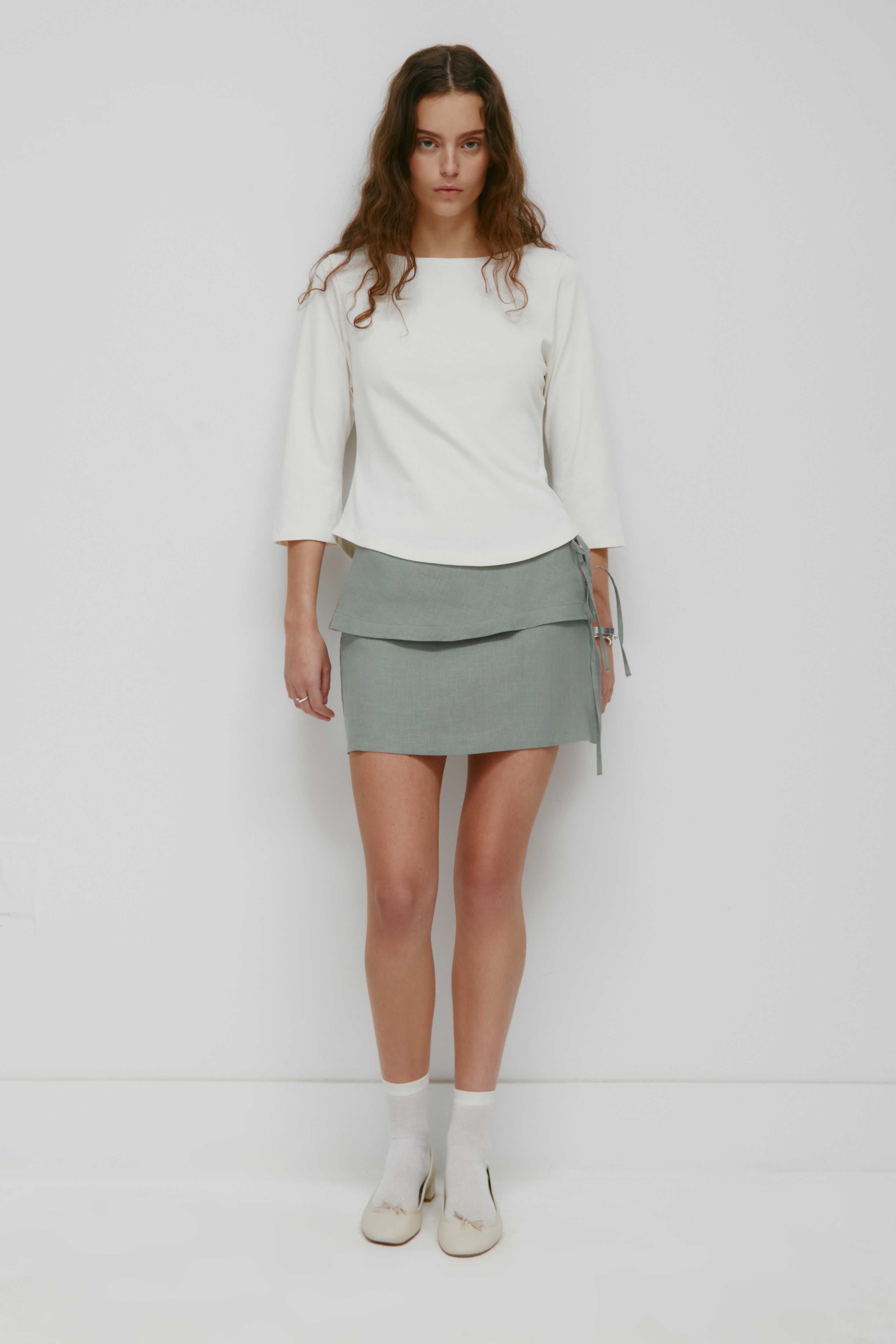 Women's Sila Linen Tie Skirt in Shadow