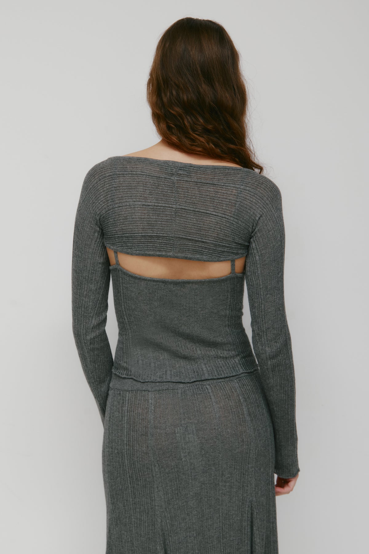 Pull-over côtelé 2 en 1 Solis pour femme en mélange anthracite