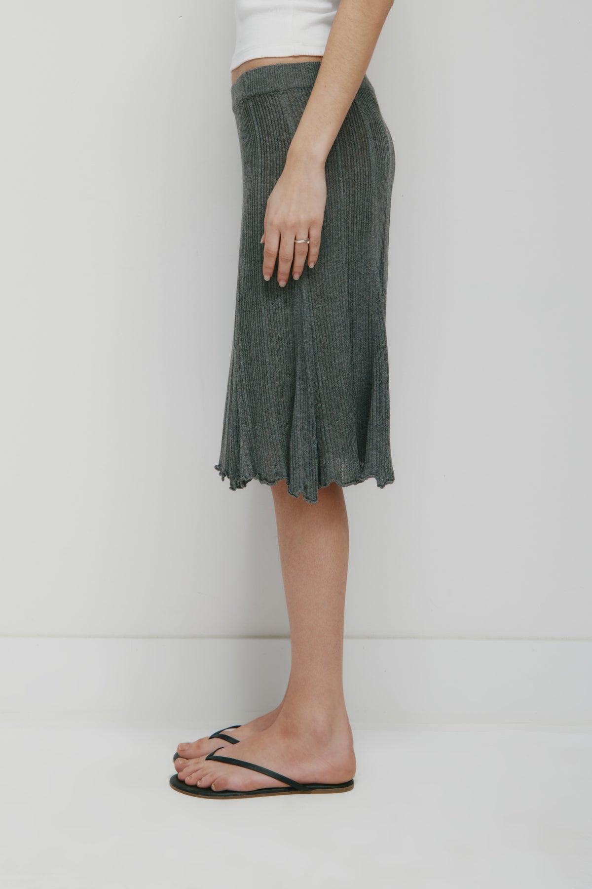Jupe en maille côtelée Solis pour femme en mélange anthracite