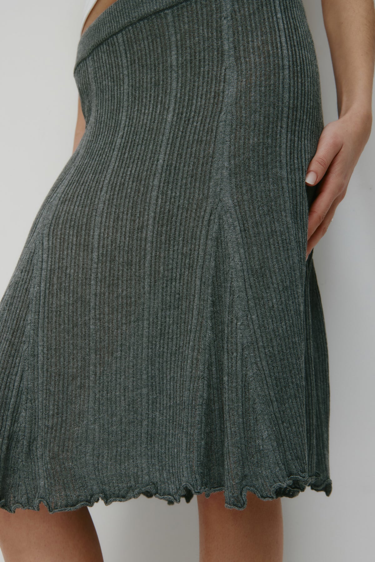 Jupe en maille côtelée Solis pour femme en mélange anthracite