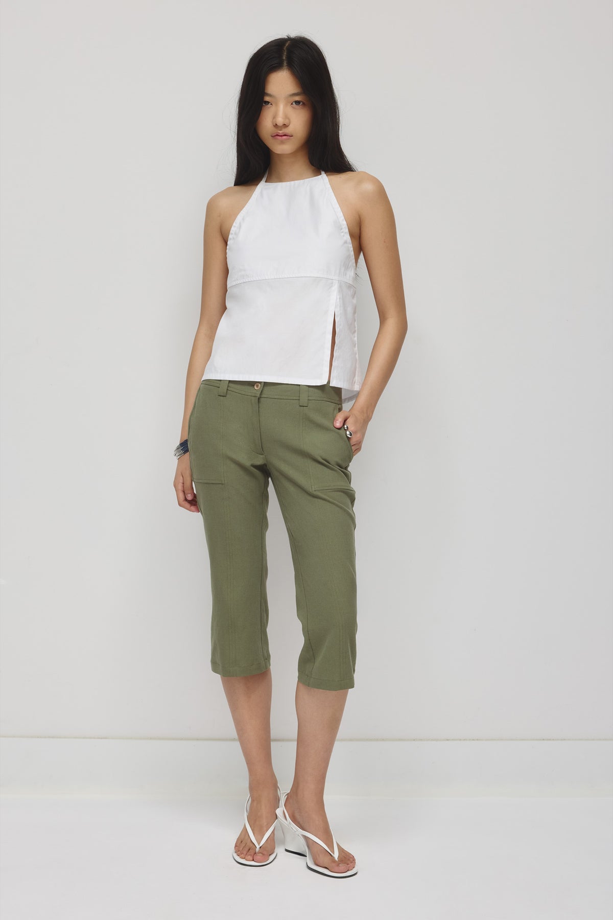 Camisole froncée pour femme en blanc