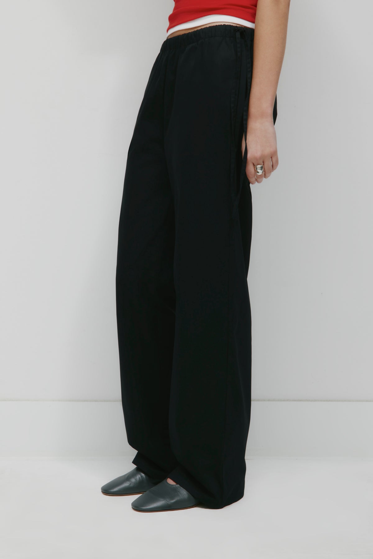 Pantalon Tara en popeline pour femme en noir